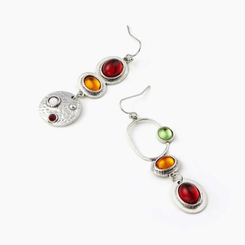 Silver Multi-Color Dangle Earrings A1376